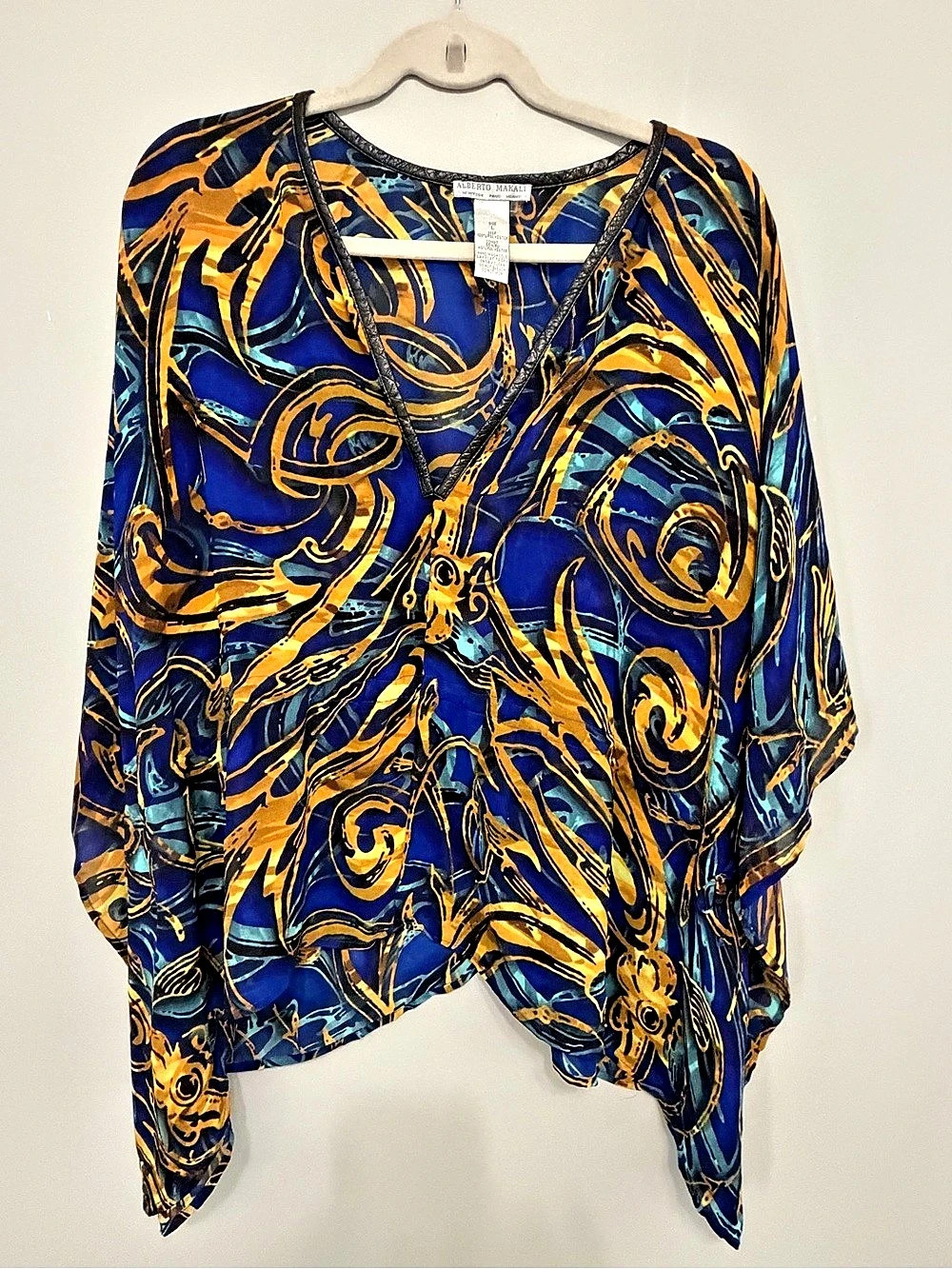 Alberto Makali Abstract Tunic Blue & Orange Size Medium